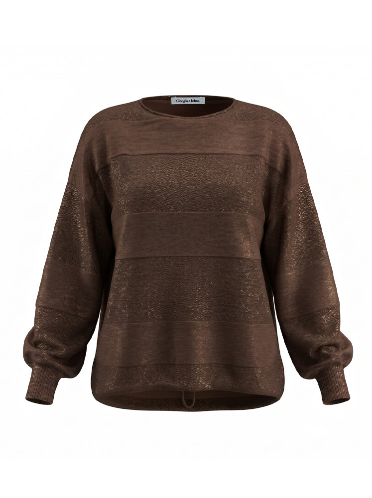 Pullover girocollo texture riga e coulisse
