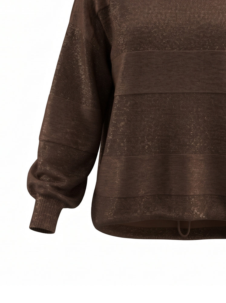 Pullover girocollo texture riga e coulisse