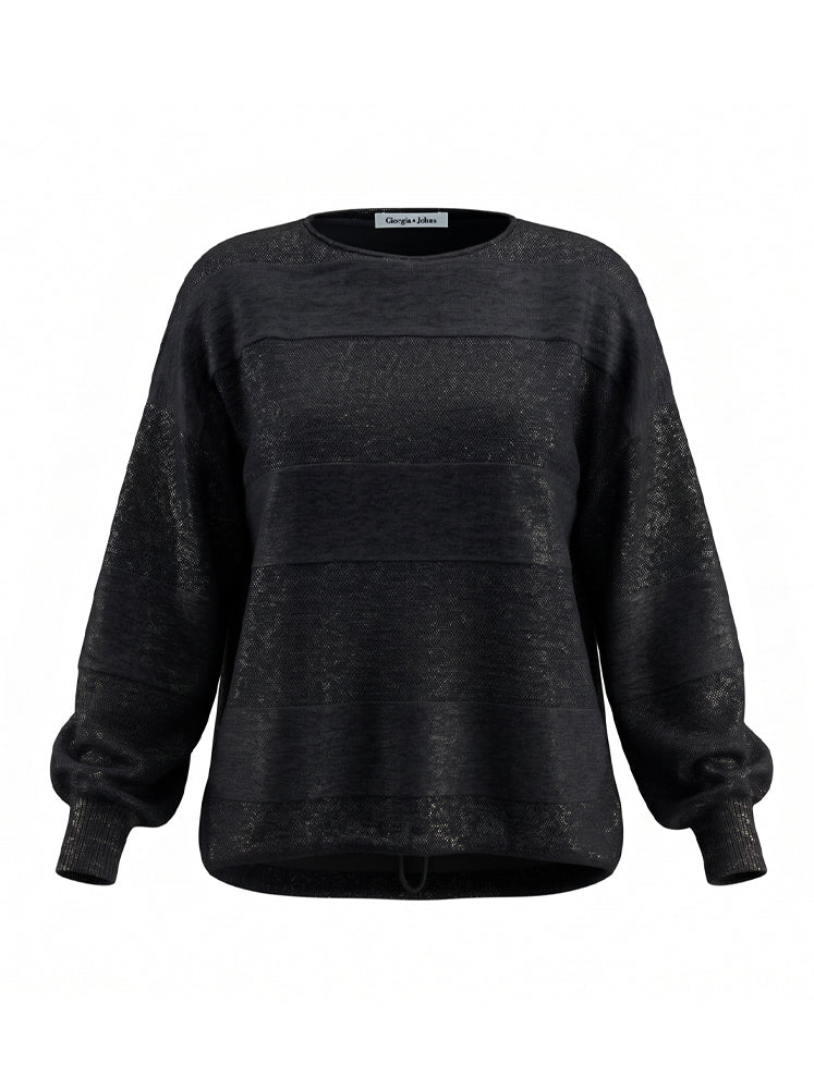 Pullover girocollo texture riga e coulisse