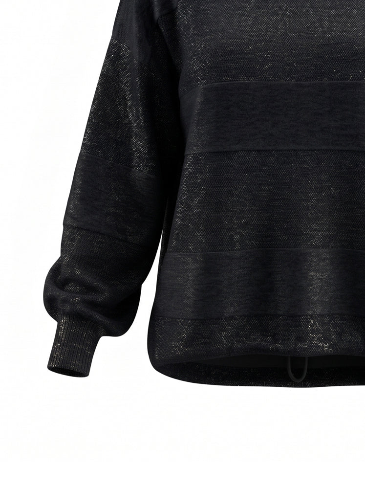 Pullover girocollo texture riga e coulisse
