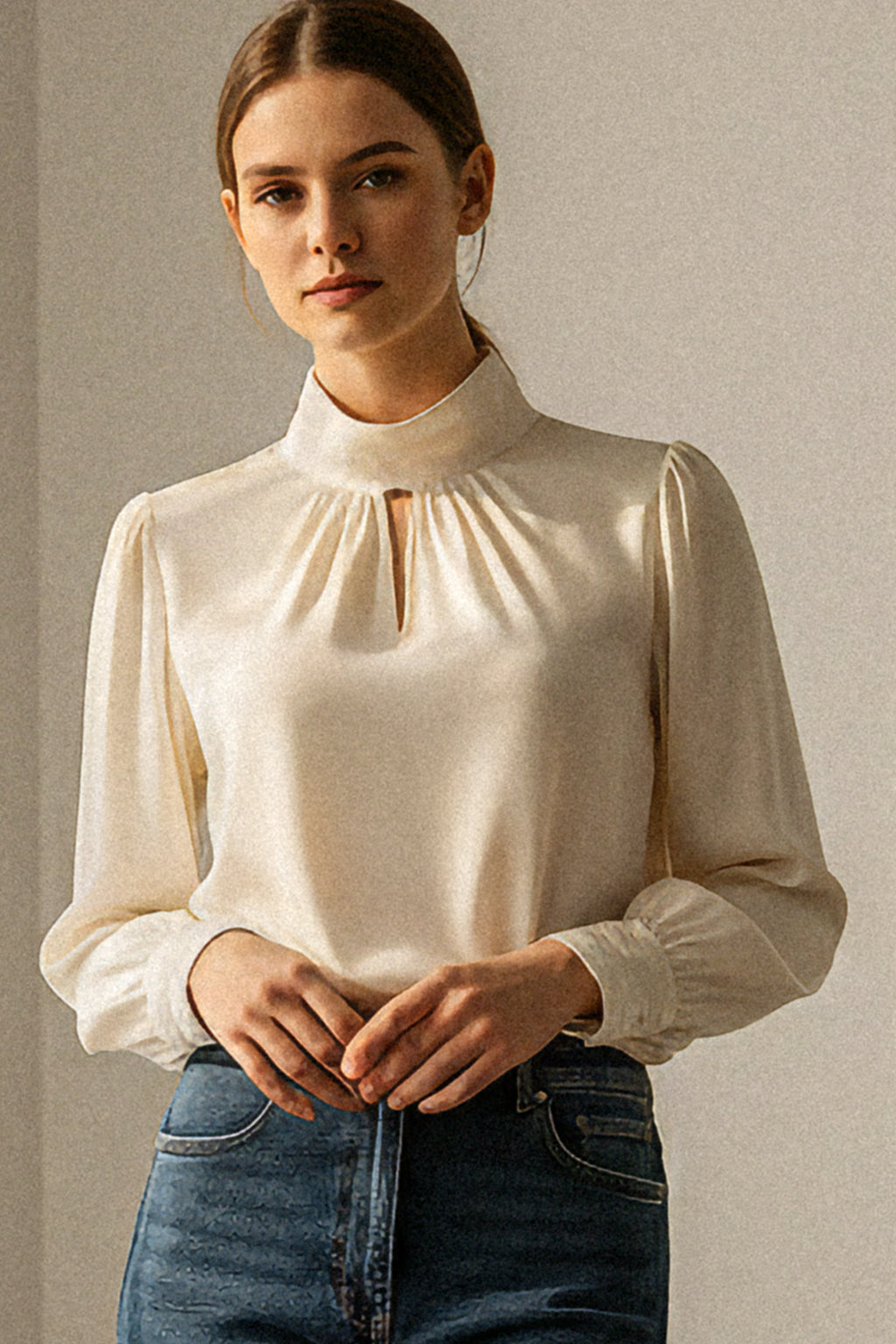 Blusa collo drappeggiato