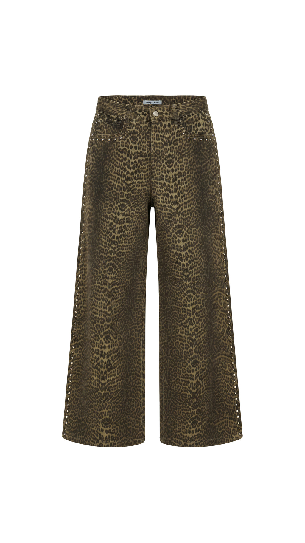 Jeans stampa macula con borchie