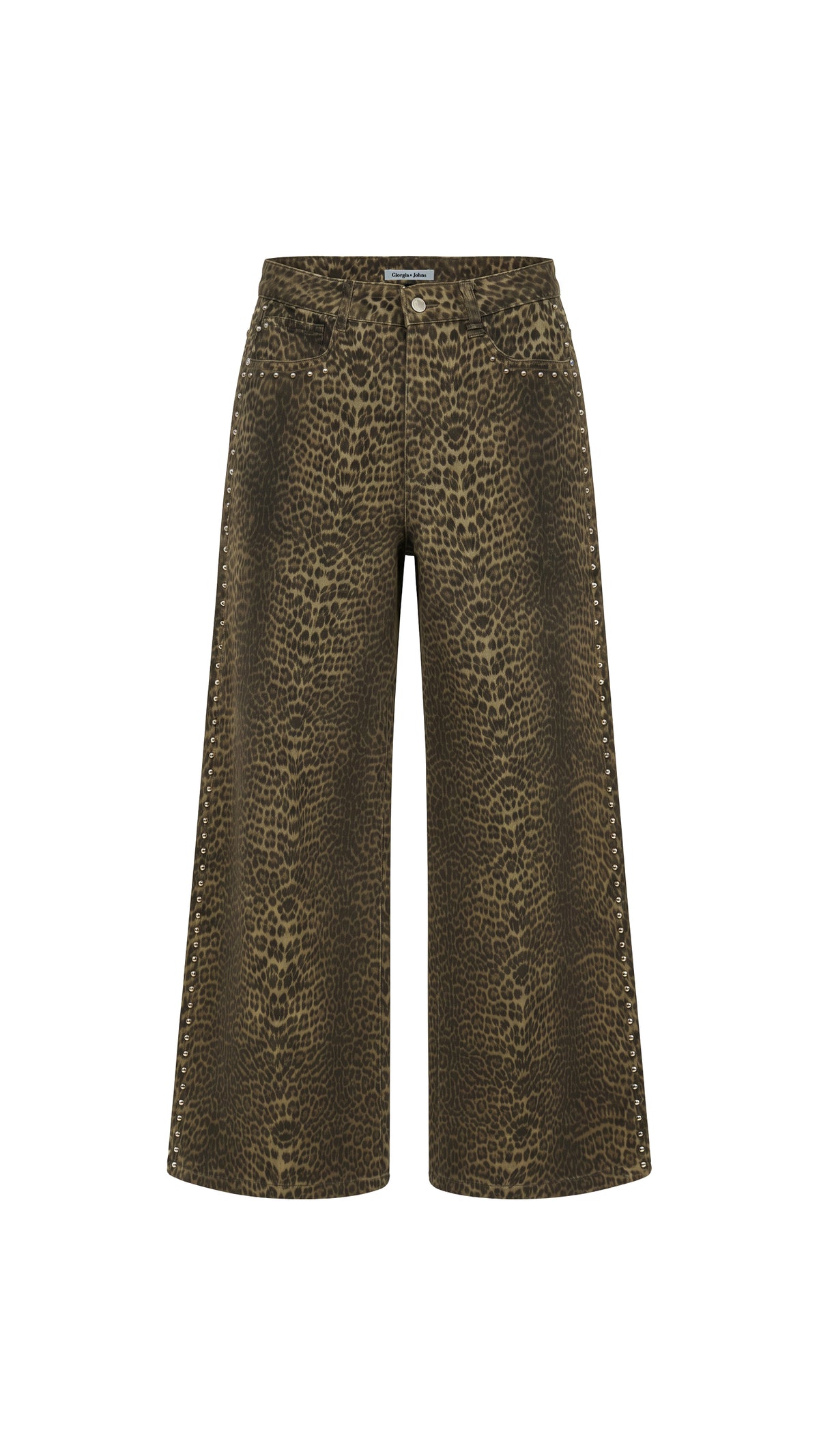 Jeans stampa macula con borchie