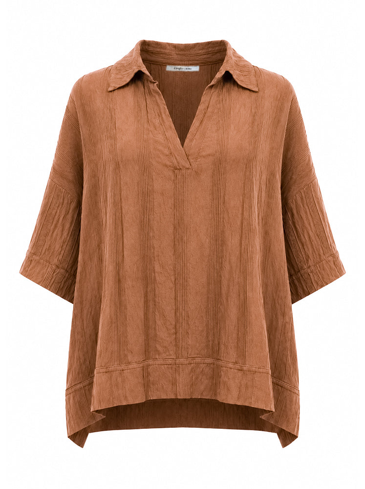 Blusa polo over in viscosa