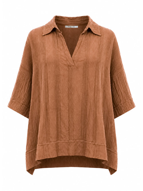 Blusa polo over in viscosa