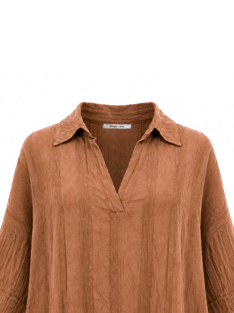 Blusa polo over in viscosa