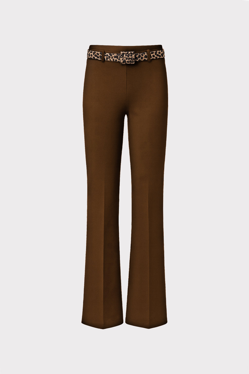 Pantalone zampa con cintura animalier
