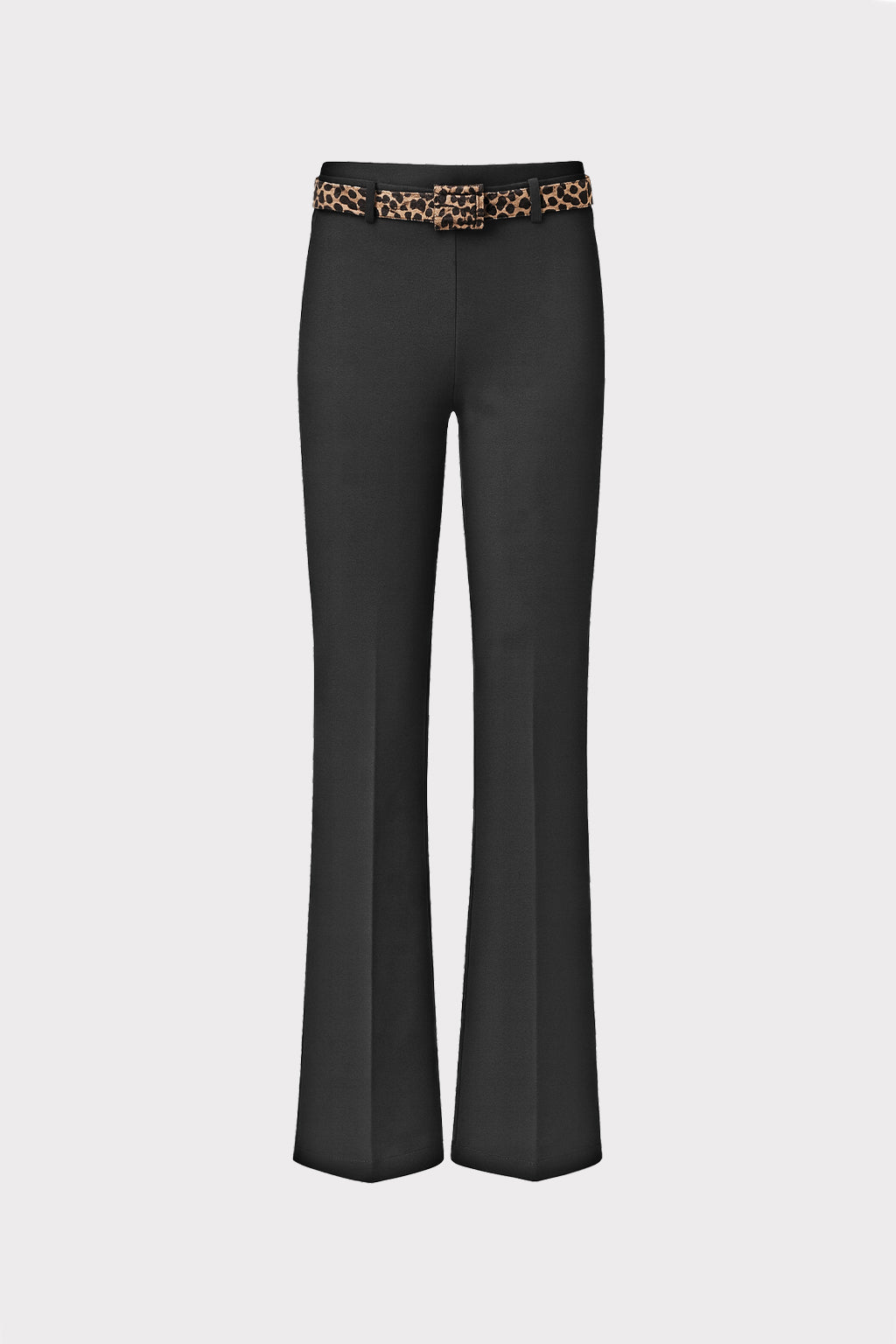 Pantalone zampa con cintura animalier