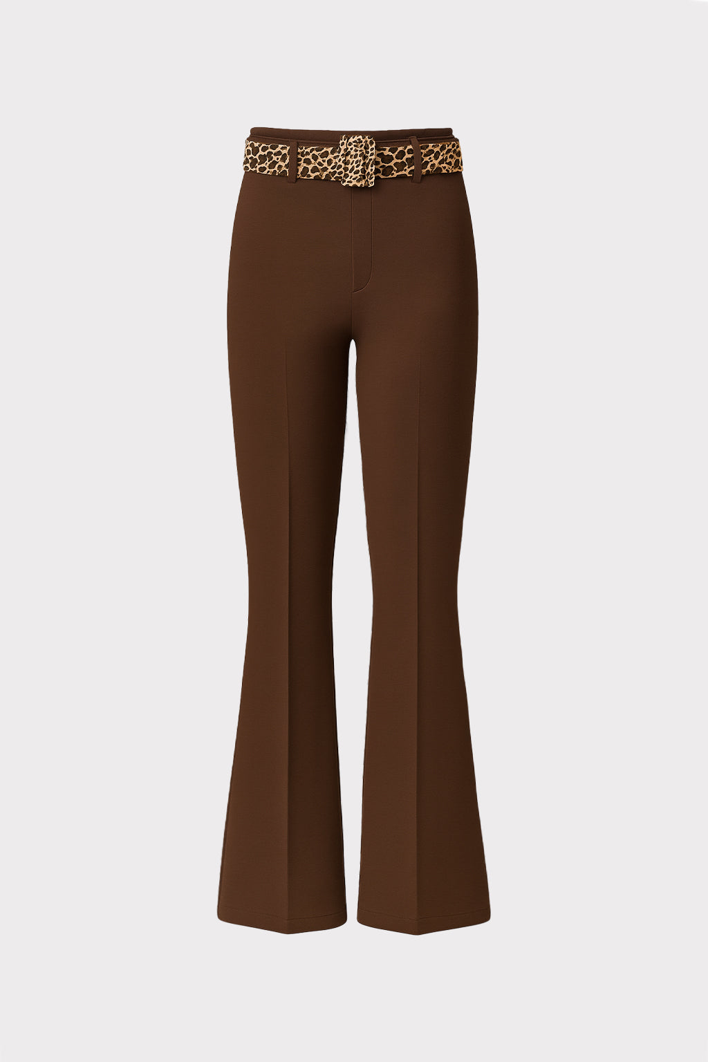 Pantalone flare con cintura animalier