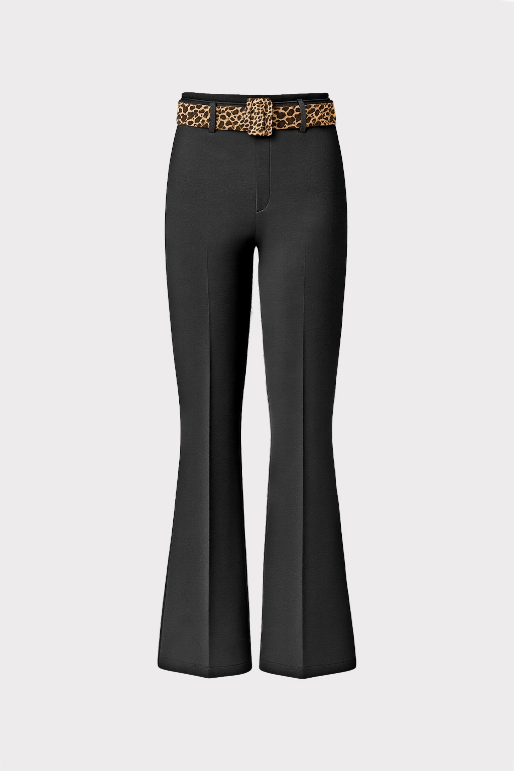 Pantalone flare con cintura animalier
