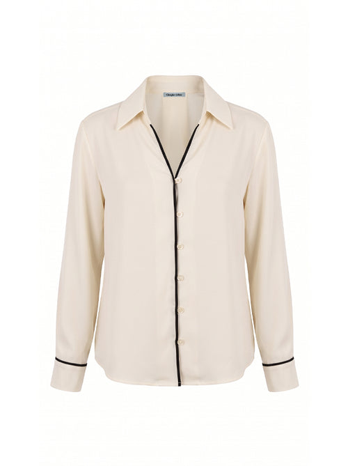 Camicia fluida con piping a contrasto