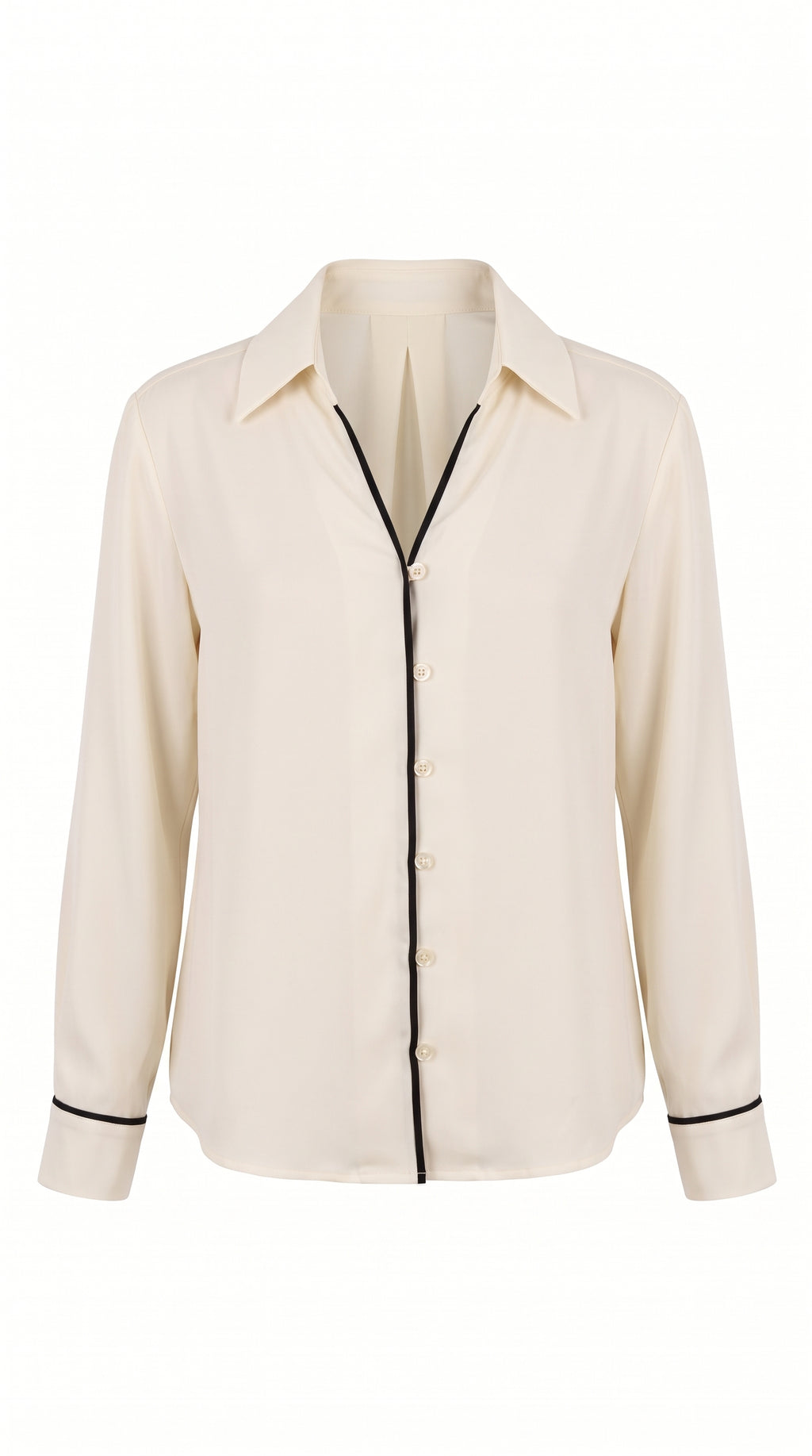 Camicia fluida con piping a contrasto