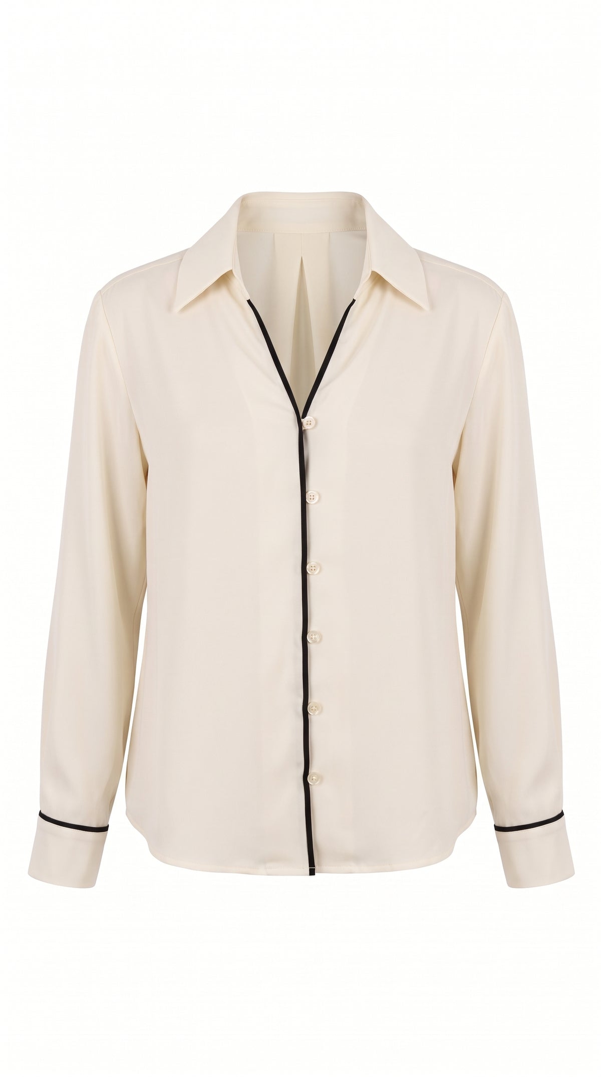 Camicia fluida con piping a contrasto
