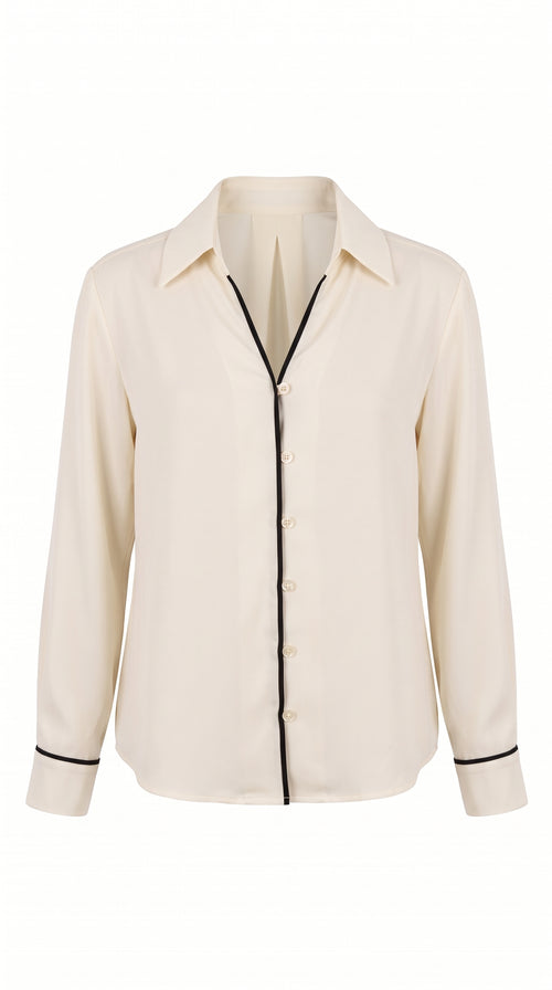 Camicia fluida con piping a contrasto