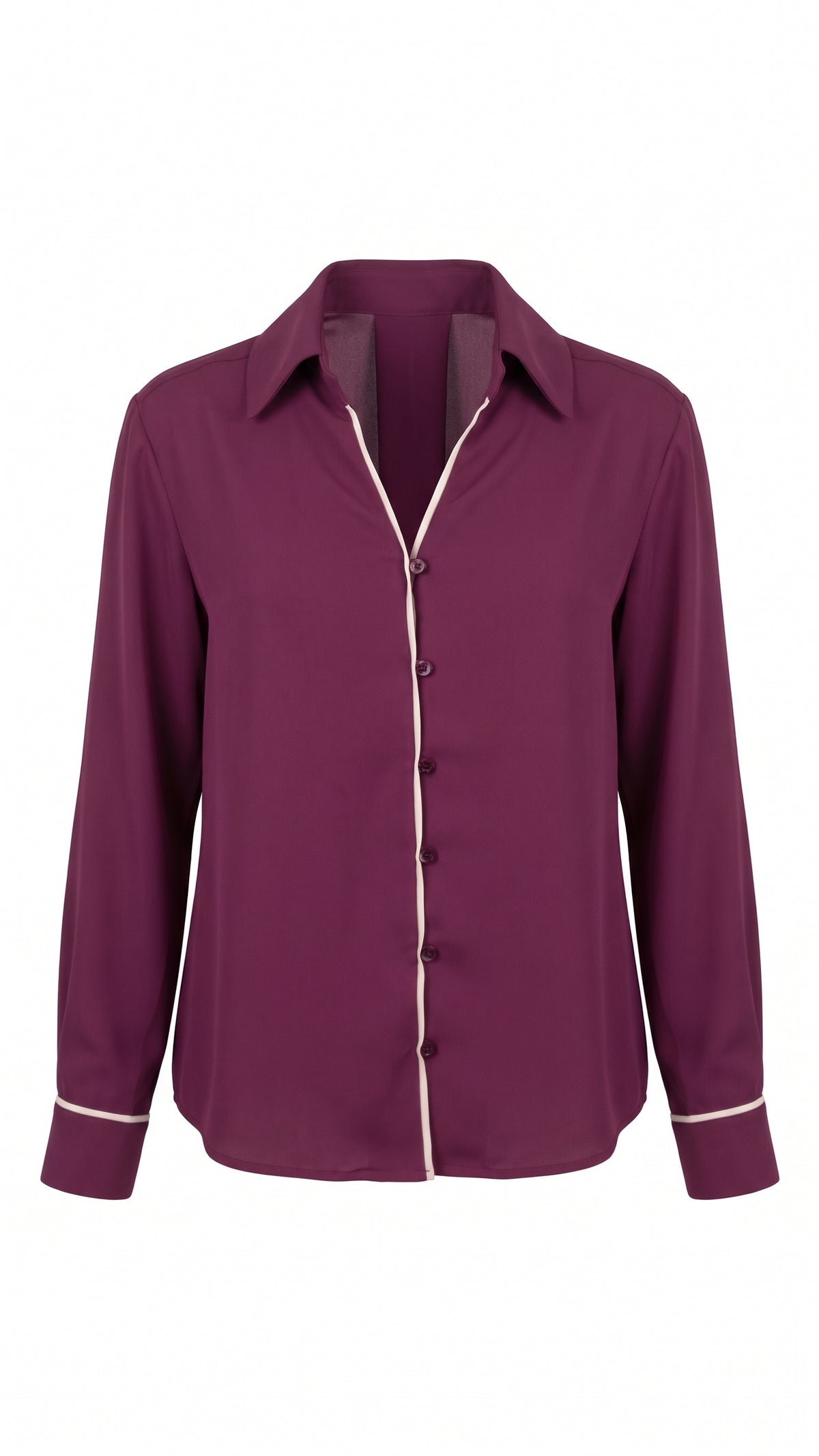 Camicia fluida con piping a contrasto