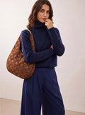 Pullover lupetto a costine