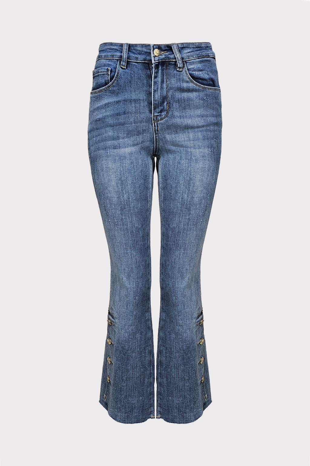 Jeans bottoni all'orlo
