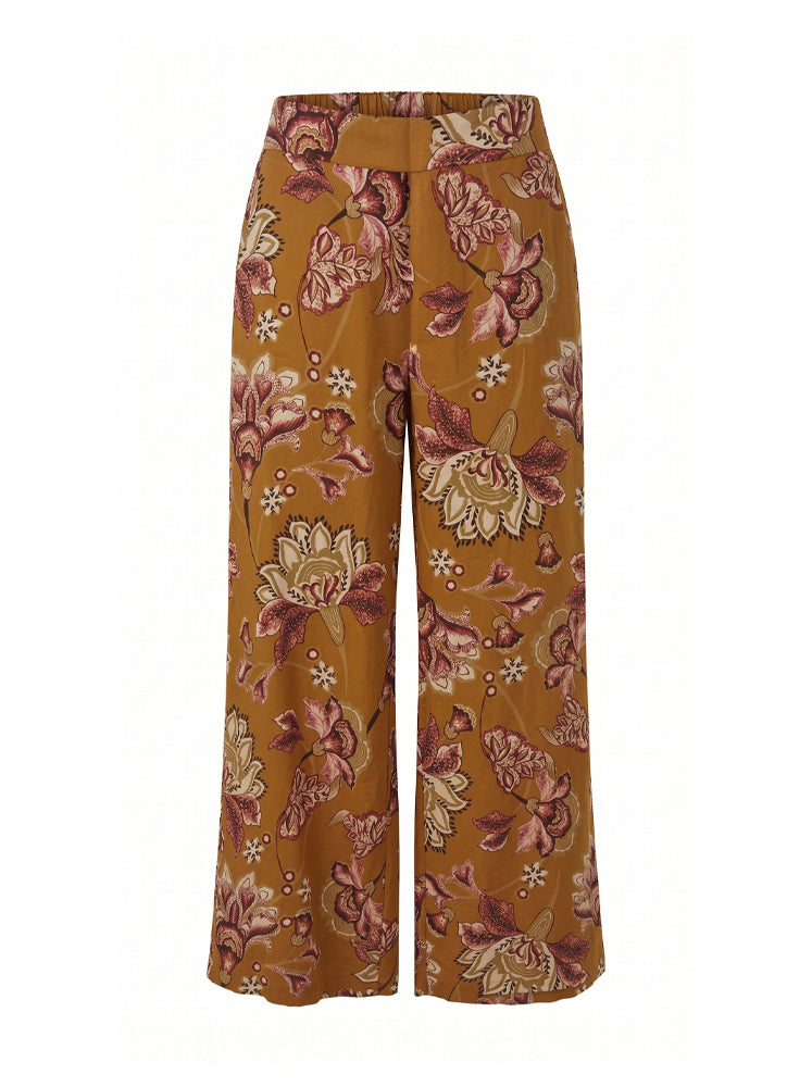 Pantaloni fluidi stampa floreale retro'