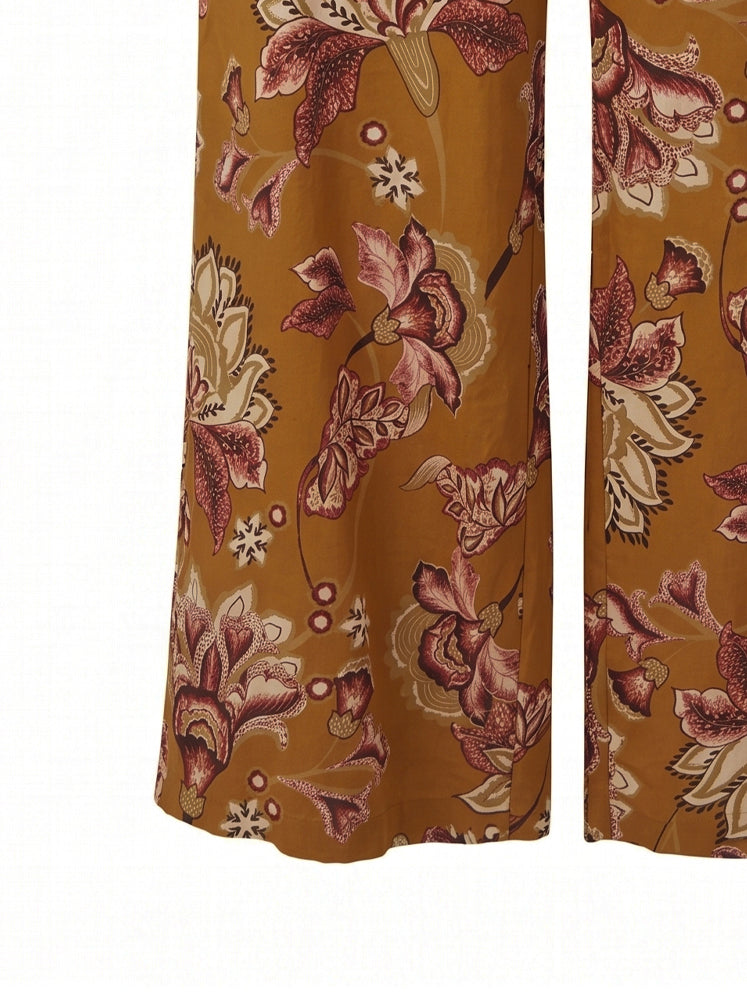 Pantaloni fluidi stampa floreale retro'