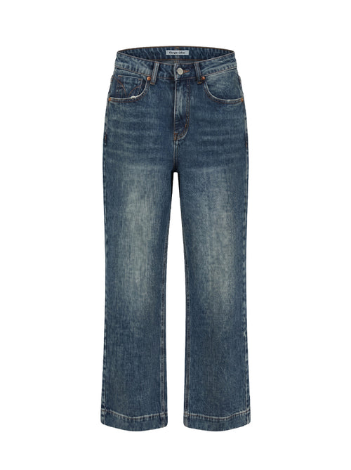 Jeans straight leg e maxi orlo