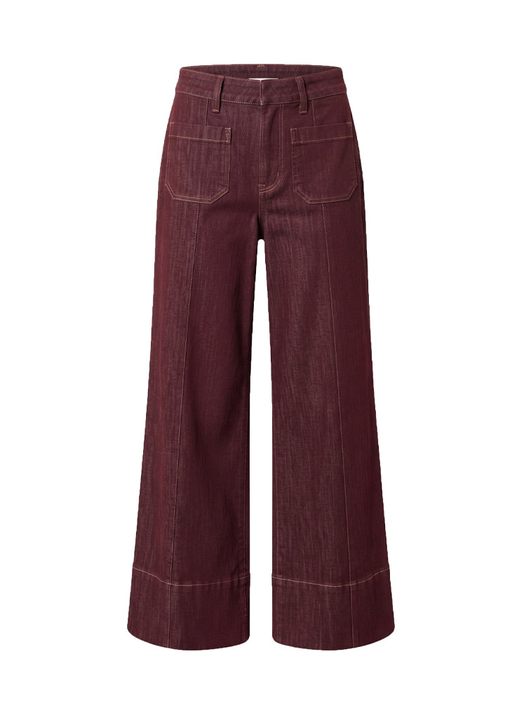 Jeans wide leg cropped tasche a toppa