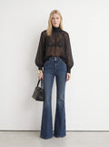 Jeans flare vintage wash doppio bottone