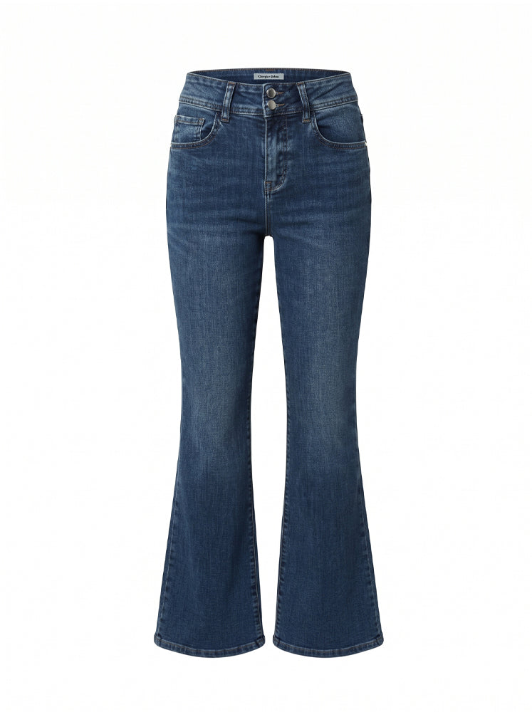 Jeans flare vintage wash doppio bottone