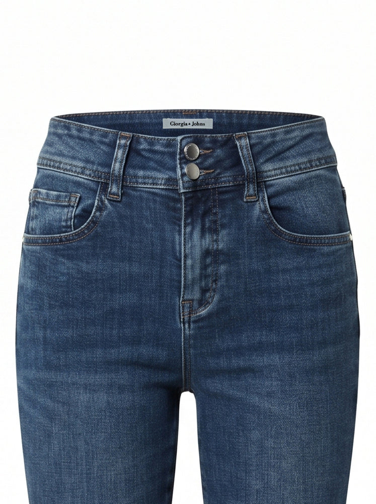 Jeans flare vintage wash doppio bottone