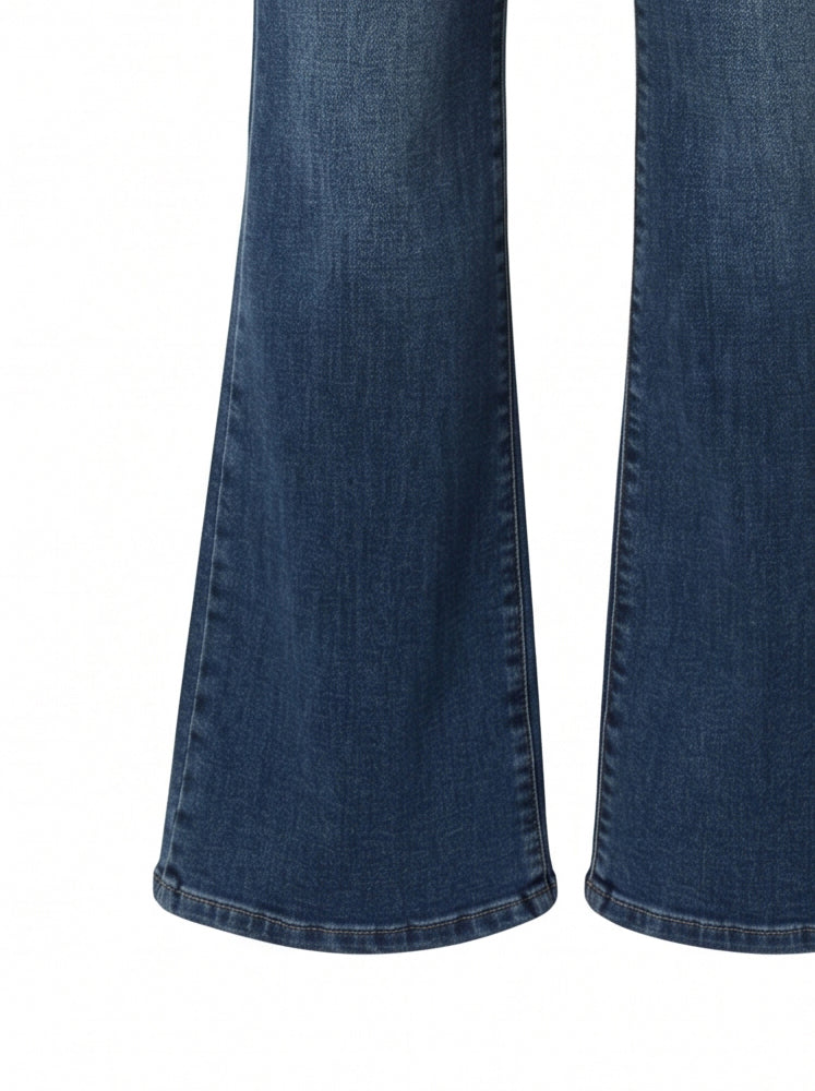 Jeans flare vintage wash doppio bottone
