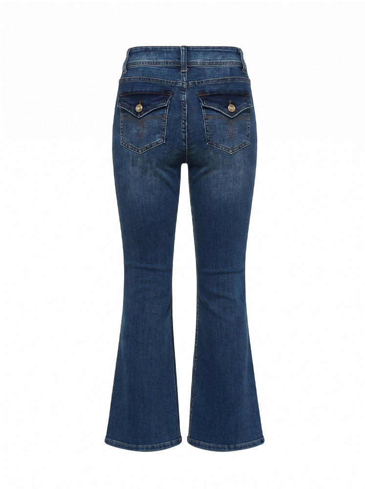 Jeans flare vintage wash doppio bottone