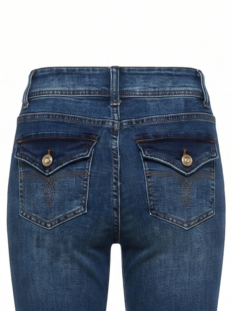 Jeans flare vintage wash doppio bottone