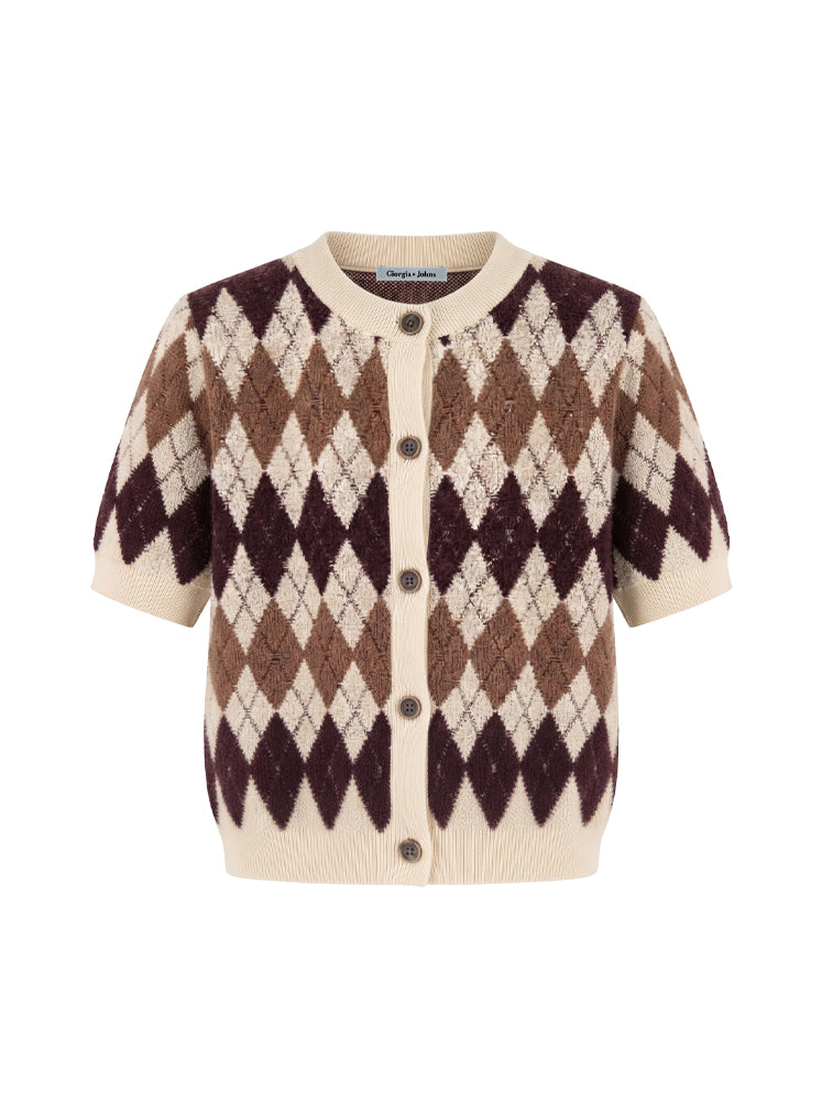 Cardigan mezze maniche motivo geometrico