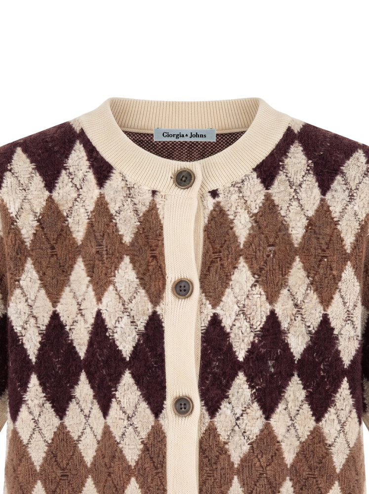 Cardigan mezze maniche motivo geometrico