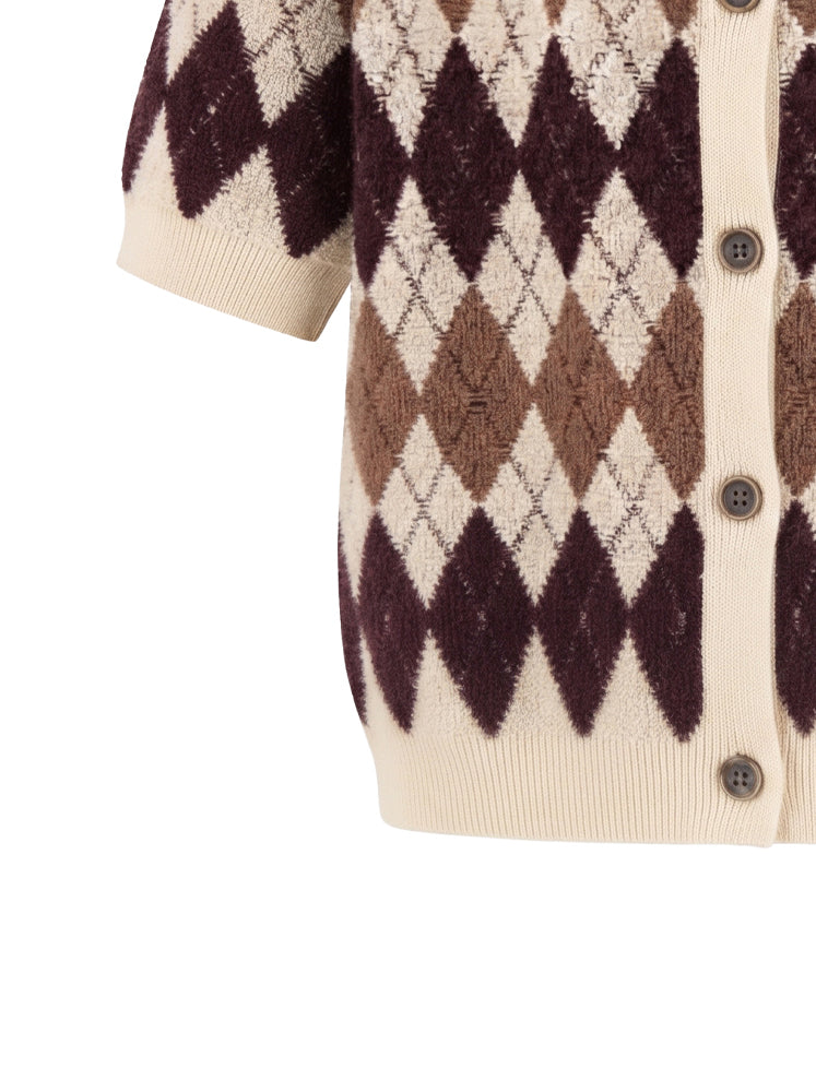 Cardigan mezze maniche motivo geometrico