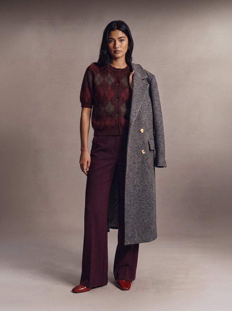 Cardigan mezze maniche motivo geometrico