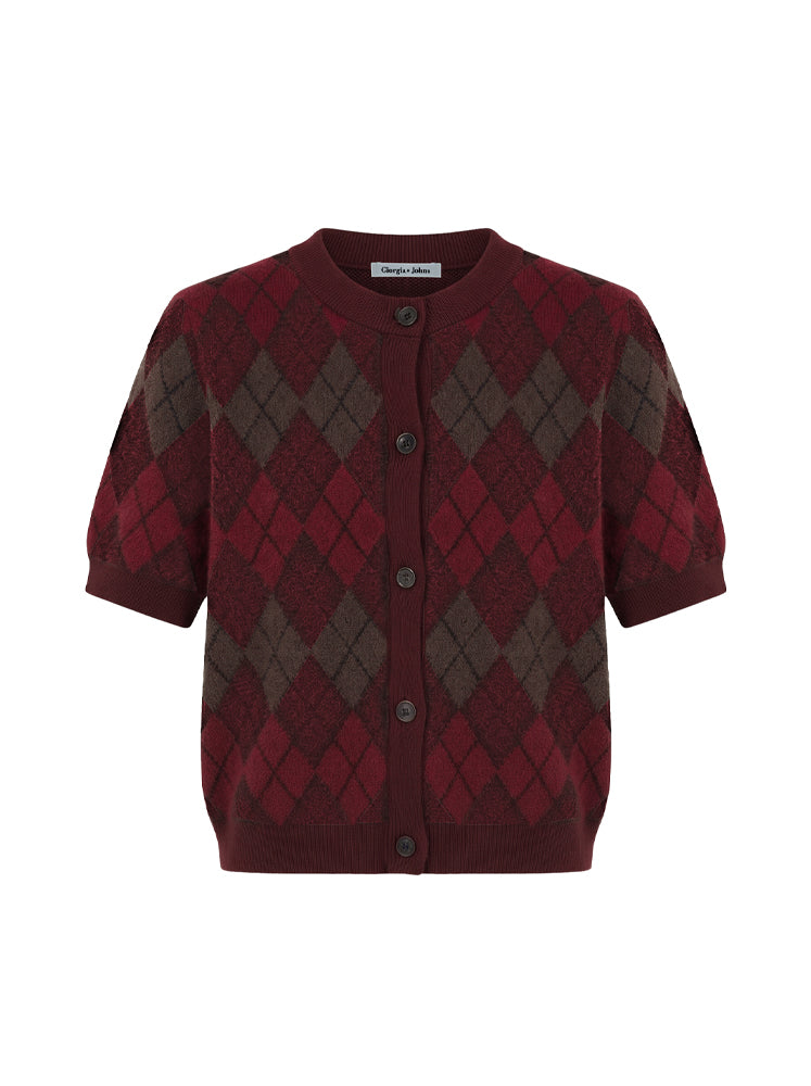 Cardigan mezze maniche motivo geometrico