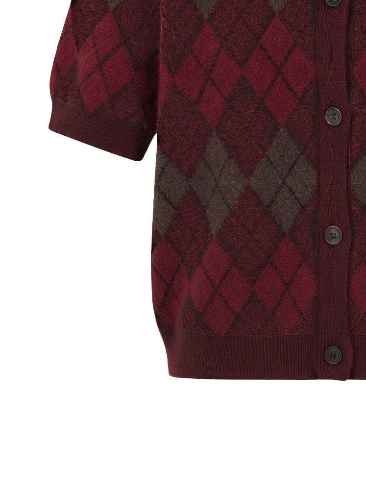 Cardigan mezze maniche motivo geometrico