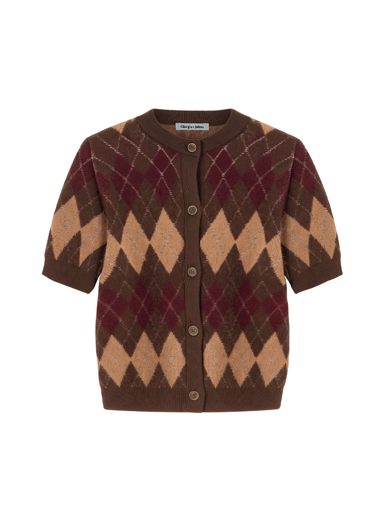 Cardigan mezze maniche motivo geometrico