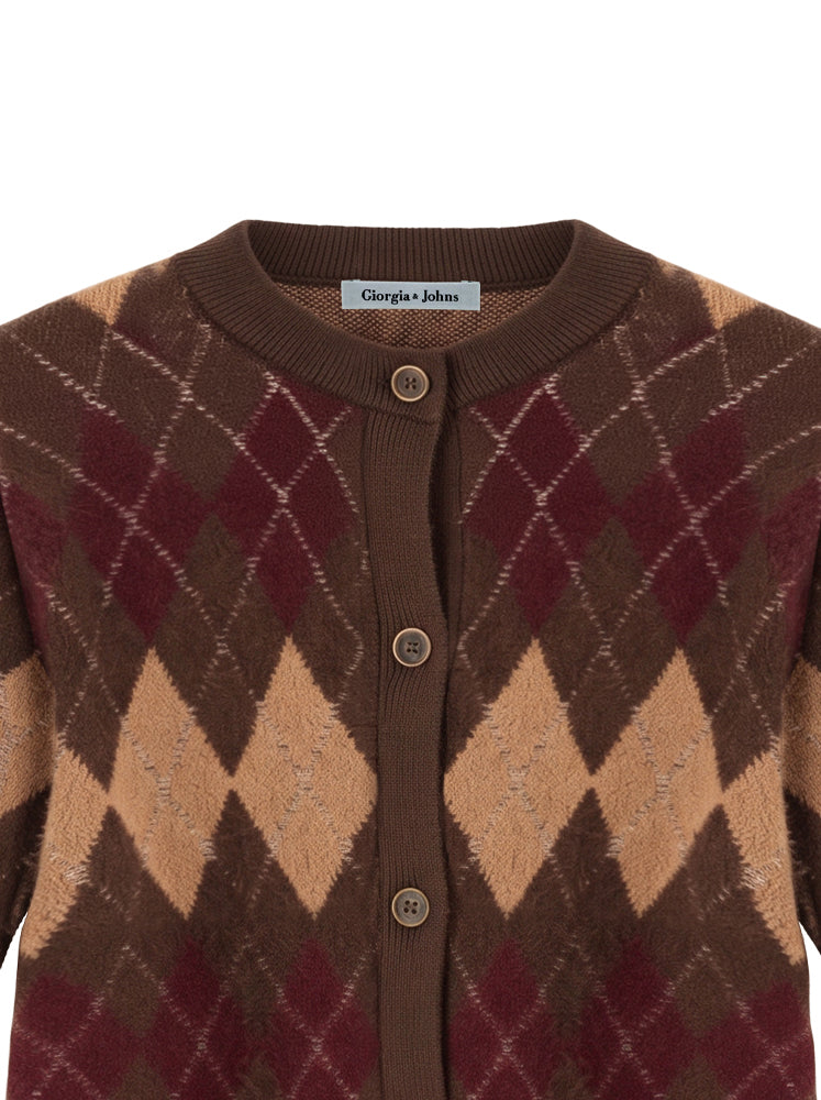 Cardigan mezze maniche motivo geometrico