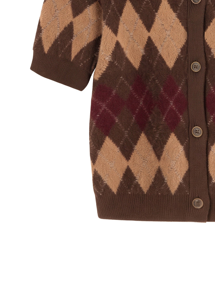 Cardigan mezze maniche motivo geometrico