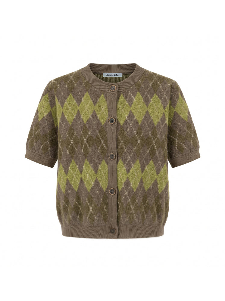 Cardigan mezze maniche motivo geometrico