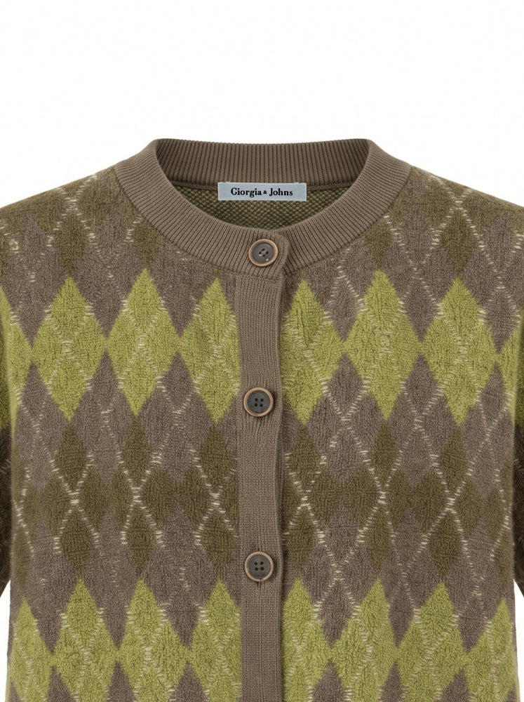 Cardigan mezze maniche motivo geometrico