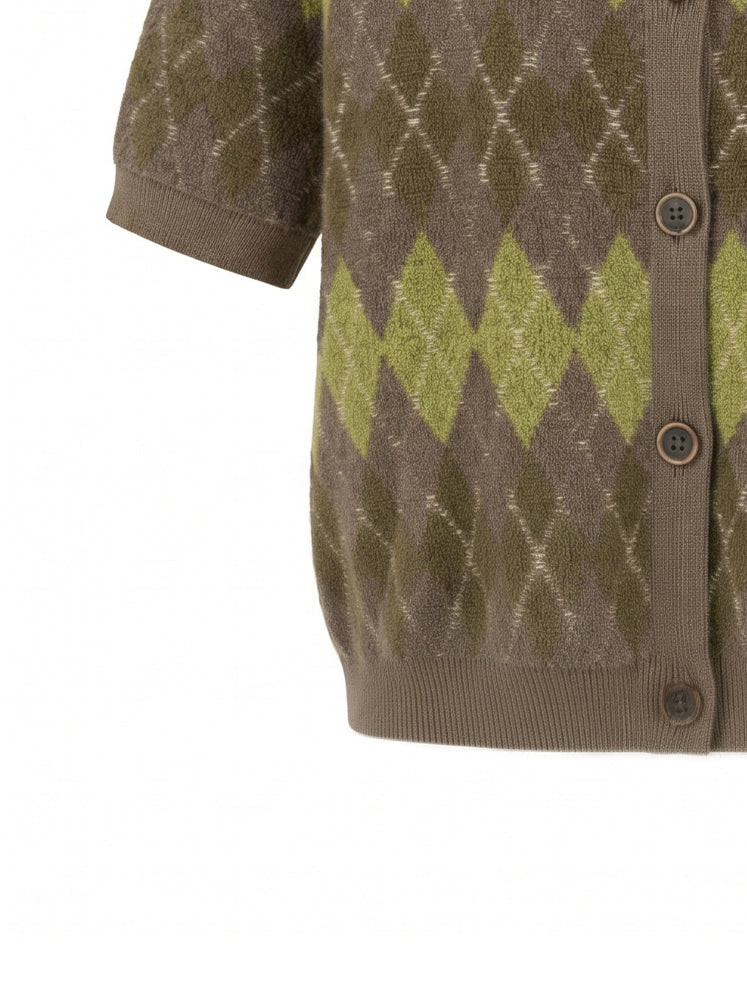 Cardigan mezze maniche motivo geometrico