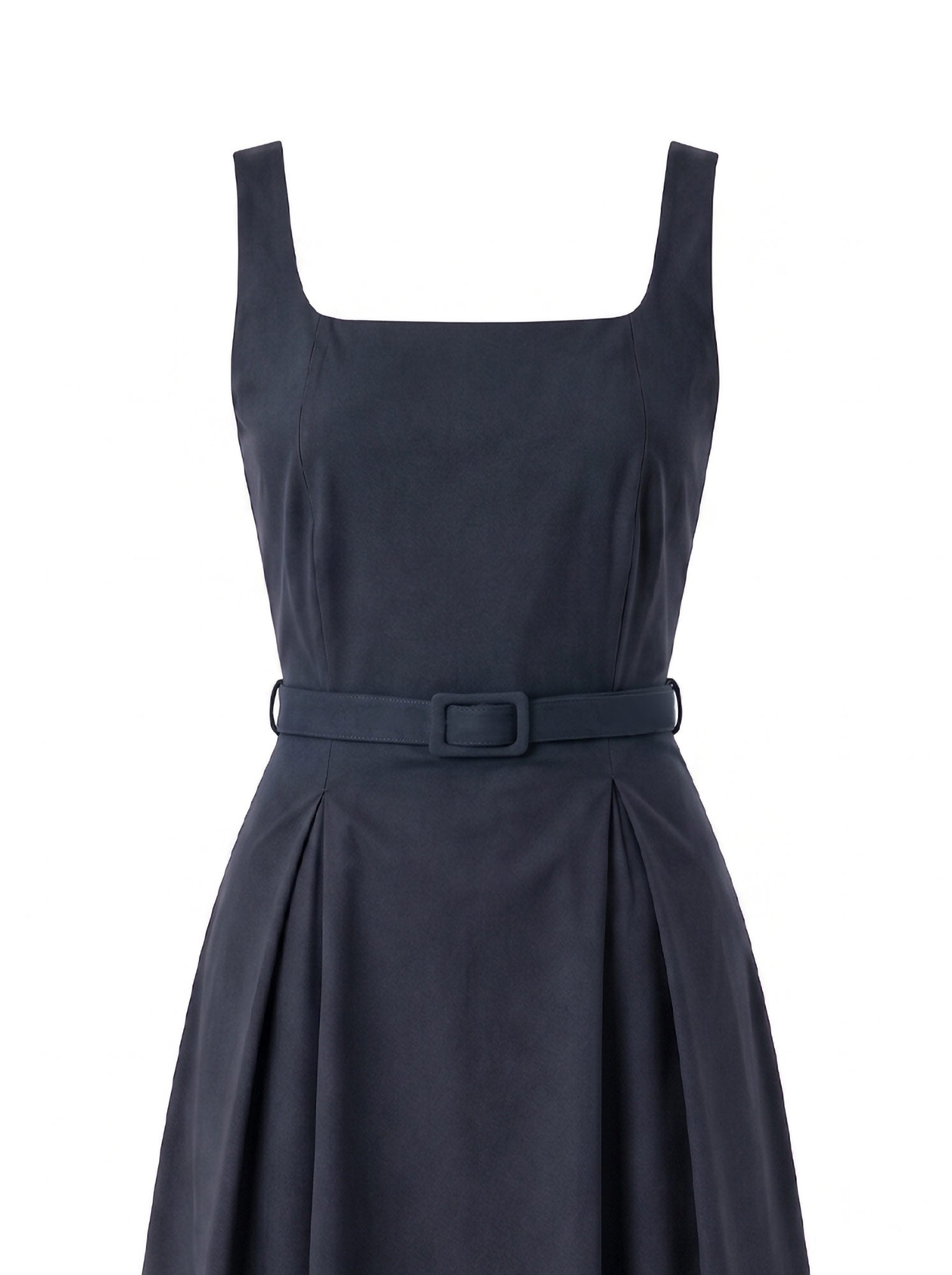 Abito midi scollo quadrato con cintura