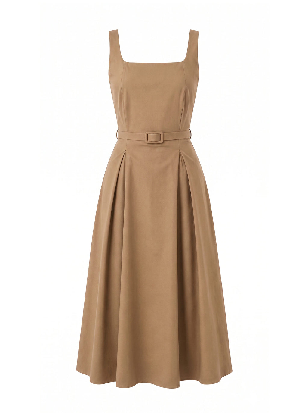 Abito midi scollo quadrato con cintura
