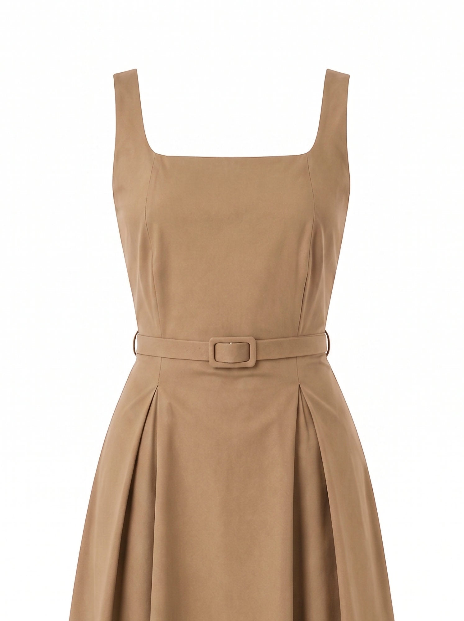 Abito midi scollo quadrato con cintura
