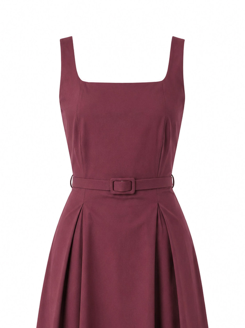 Abito midi scollo quadrato con cintura