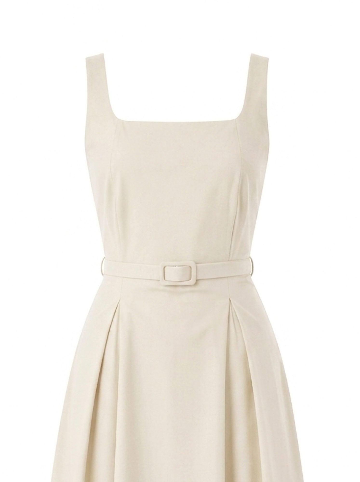Abito midi scollo quadrato con cintura