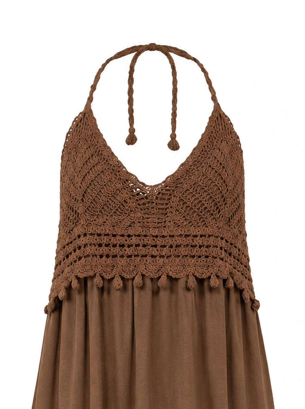 Abito lungo macrame' e balze