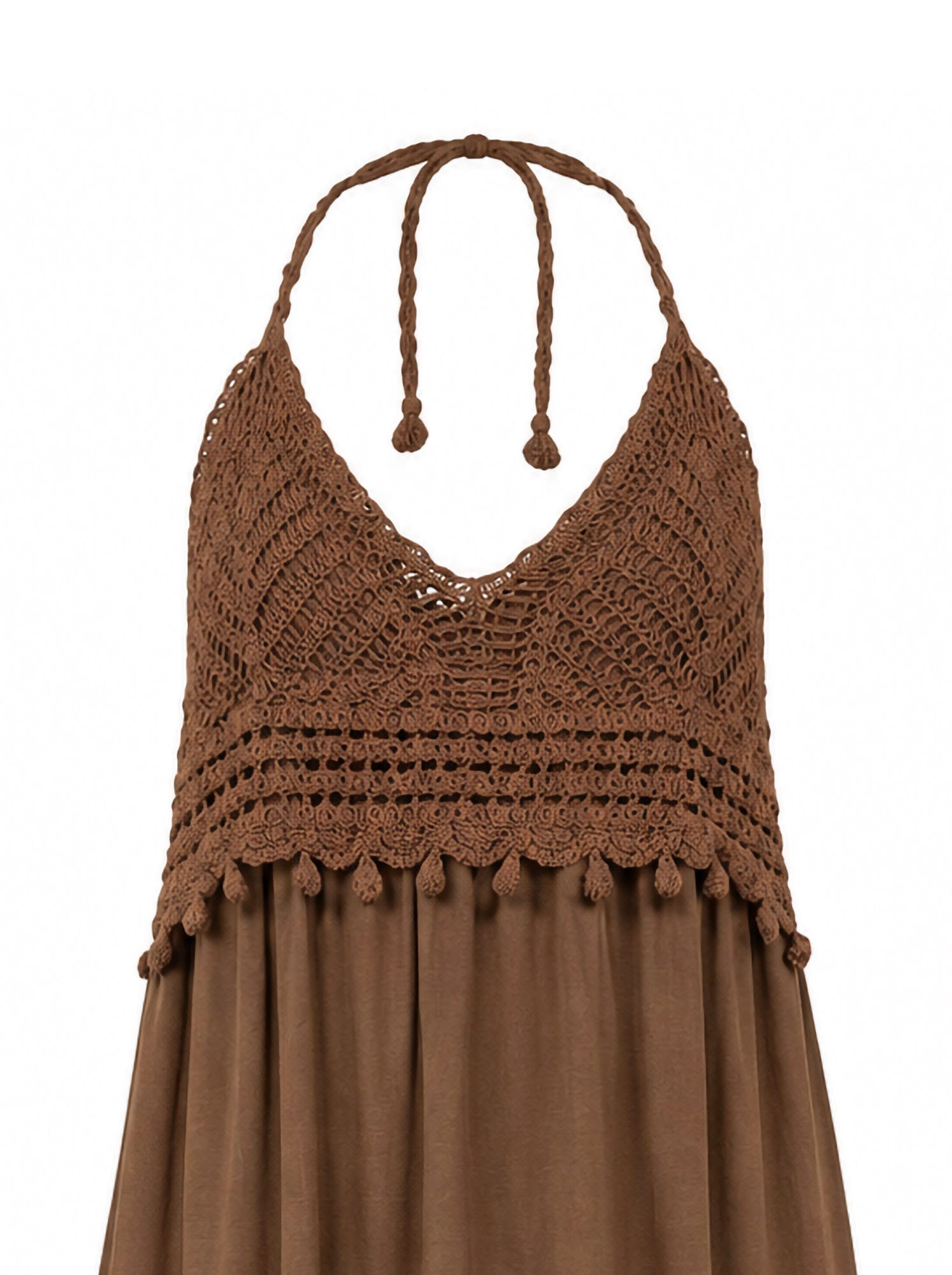 Abito lungo macrame' e balze